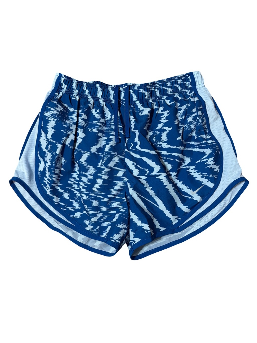 Nike Blue Patterned Running Shorts with Light-Blue Trim